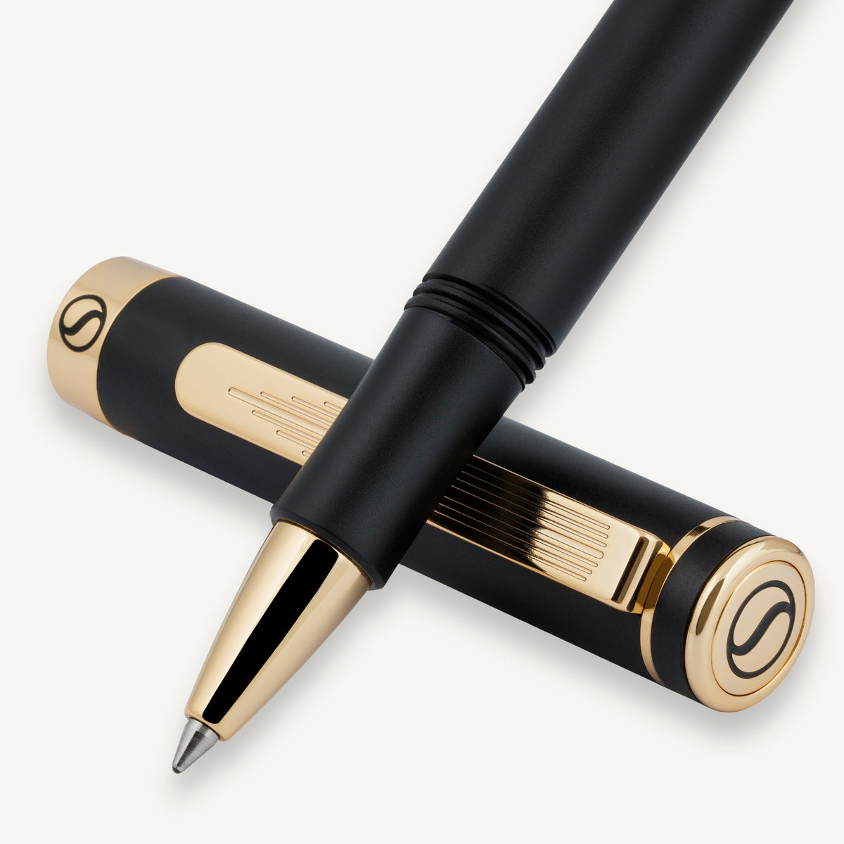 Scriveiner Pocket Pen Schwarz-Goldener Rollerball-Stift