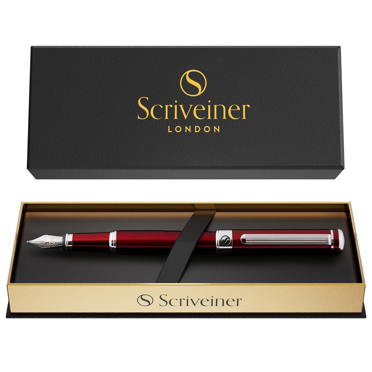 Scriveiner Classic Crimson Red Fountain Pen - Fine Nib