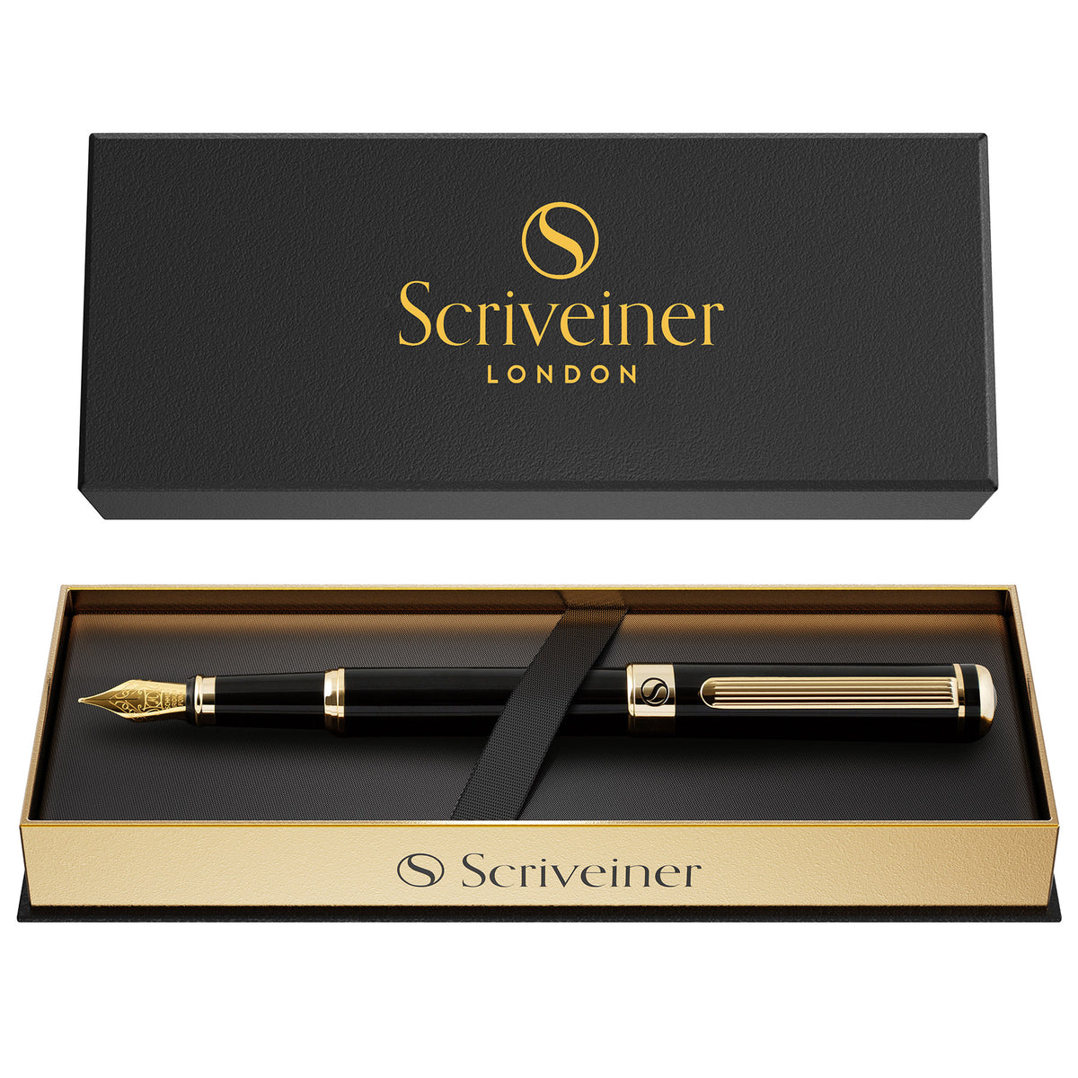 Scriveiner Classic Black Lacquer Fountain Pen - Extra Fine Nib