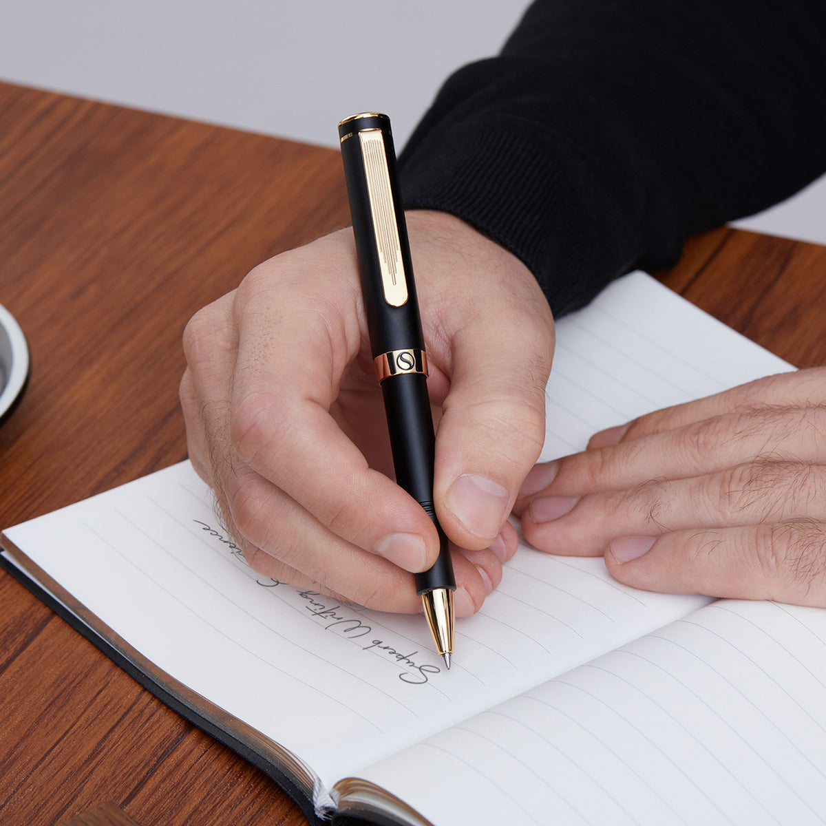 Scriveiner Pocket Pen Schwarz-Goldener Rollerball-Stift