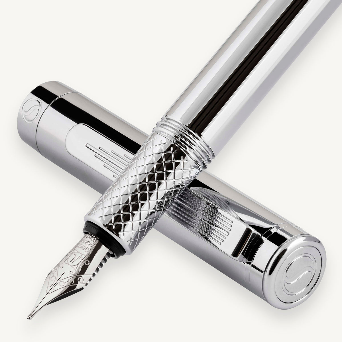 Scriveiner Pocket Pen Silver Chrome Fountain Pen - Medium Nib