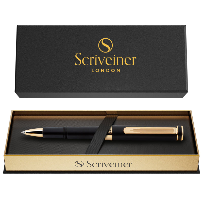 Scriveiner Pocket Pen Schwarz-Goldener Rollerball-Stift