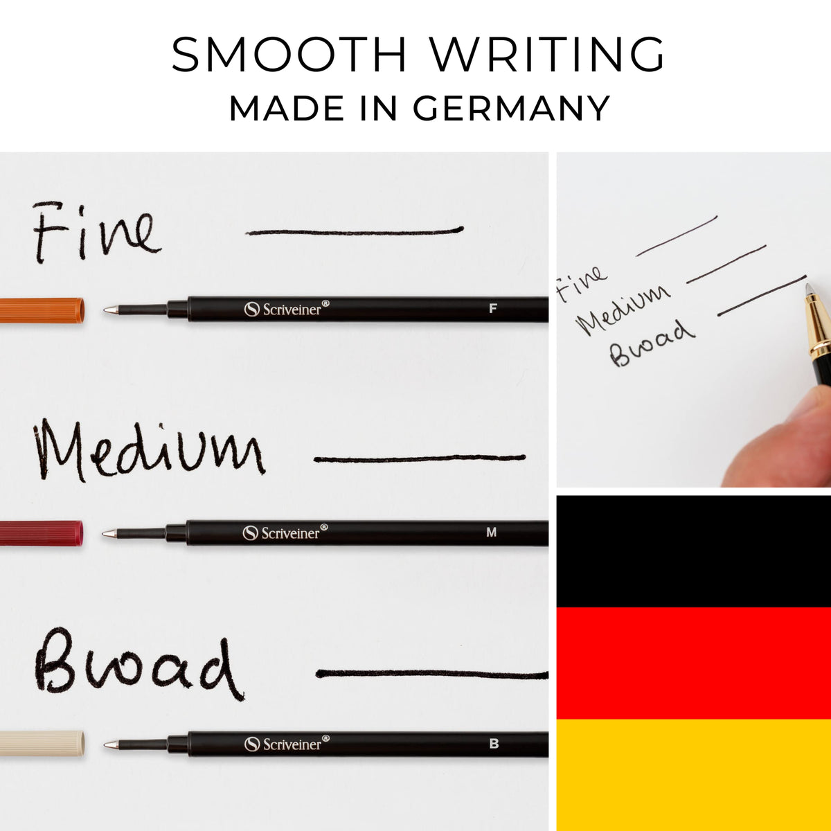 Scriveiner Black Rollerball Refill - Fine Nib