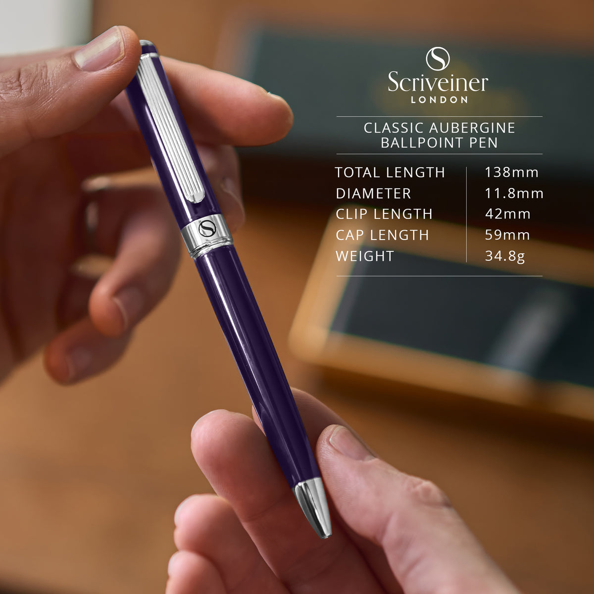 Scriveiner Classic Aubergine Ballpoint Pen